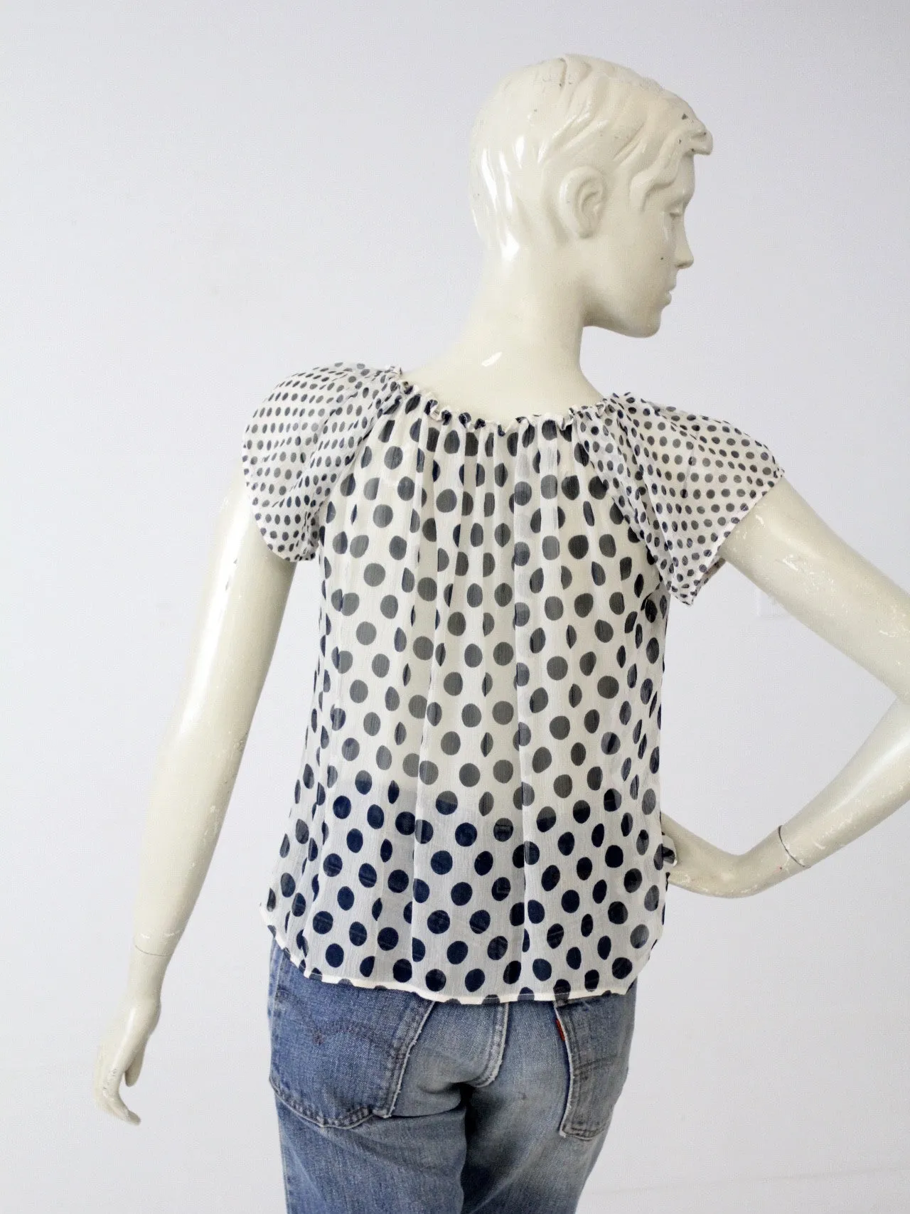 vintage sheer polka dot blouse