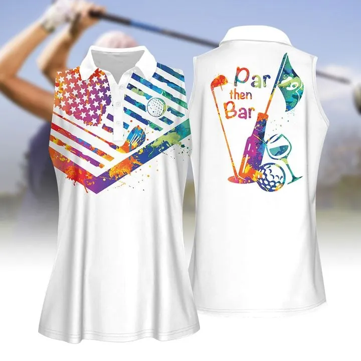 Water Color Par Then Bar Women Golf Apparel, Golf Shirts for Women Sleeveless with Collar, Ladies Sleeveless Golf Shirt