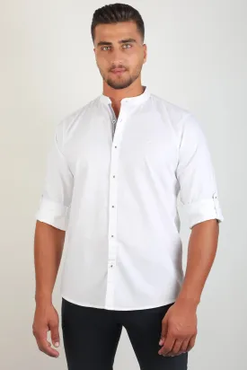 White Casual Shirt With Wing Collar