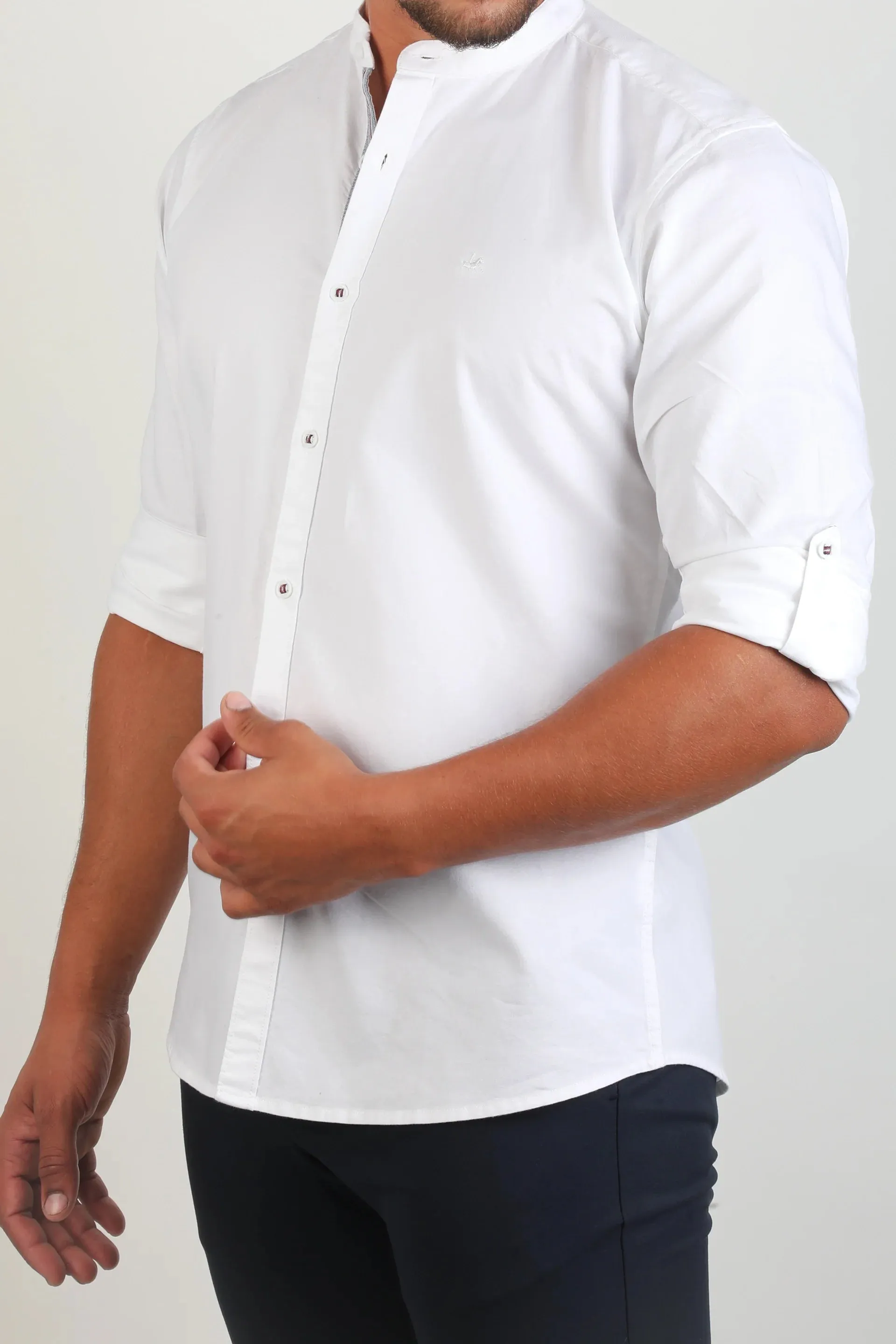 White Casual Shirt With Wing Collar