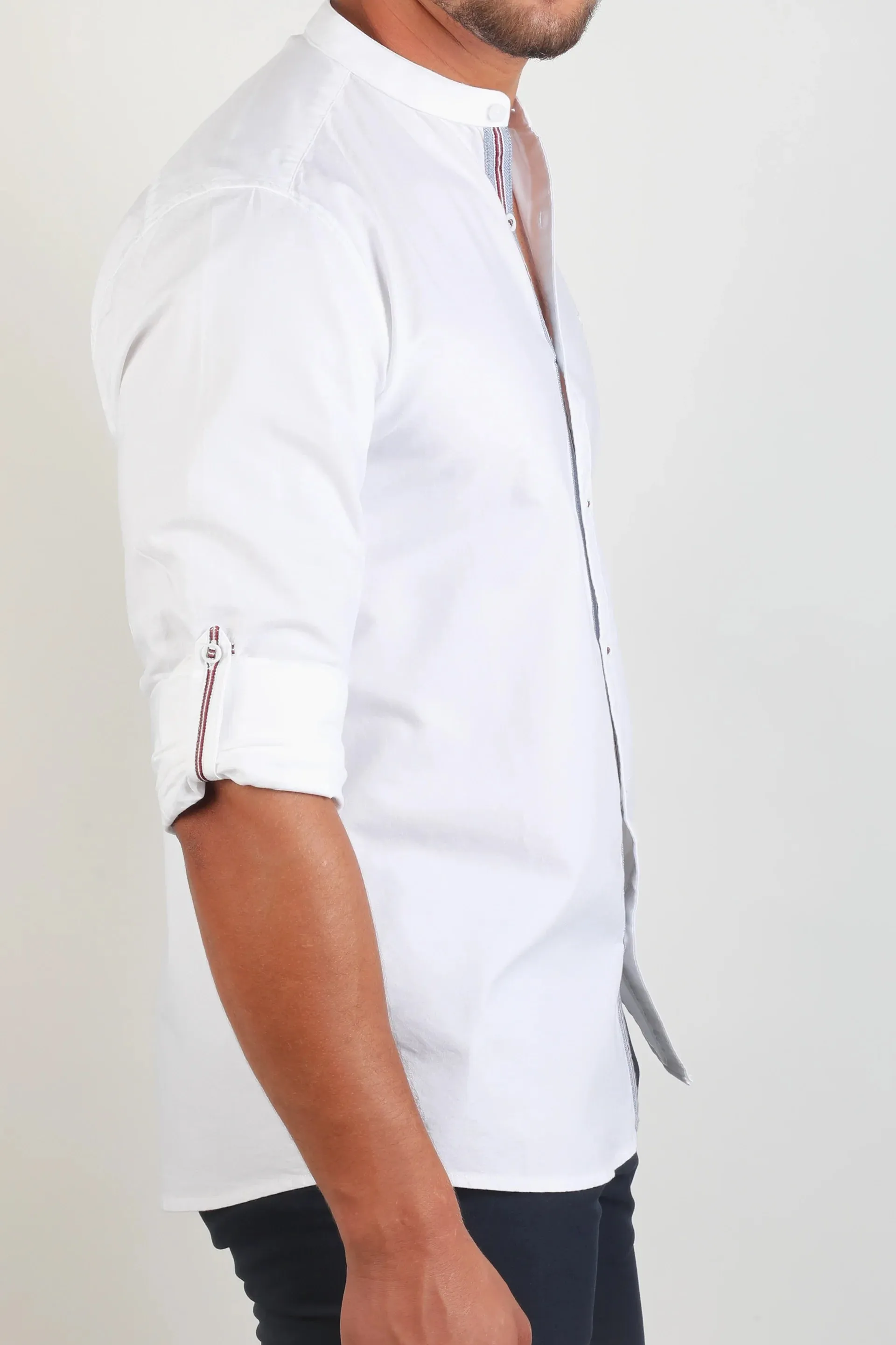 White Casual Shirt With Wing Collar