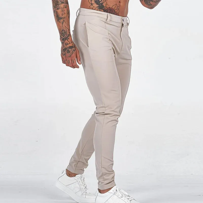 Wiaofellas Fall Fashion Tight Suit Pants Men Spring Leisure Solid Color Straight Pants Streetwear Men's New Casual Pencil Trouser Menswear