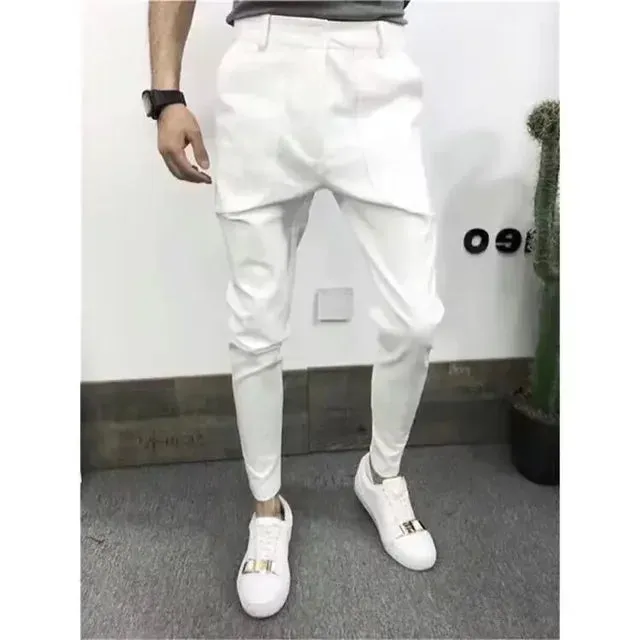 Wiaofellas Spring Summer Men Suit Pants Fashion Casual Business Pants Men Slim Fit Ankle Length Office Trousers Men Dress Pants F51