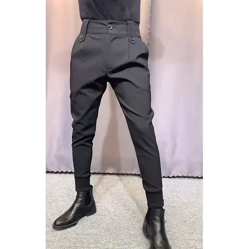 Wiaofellas Spring Summer Men Suit Pants Fashion Casual Business Pants Men Slim Fit Ankle Length Office Trousers Men Dress Pants F51