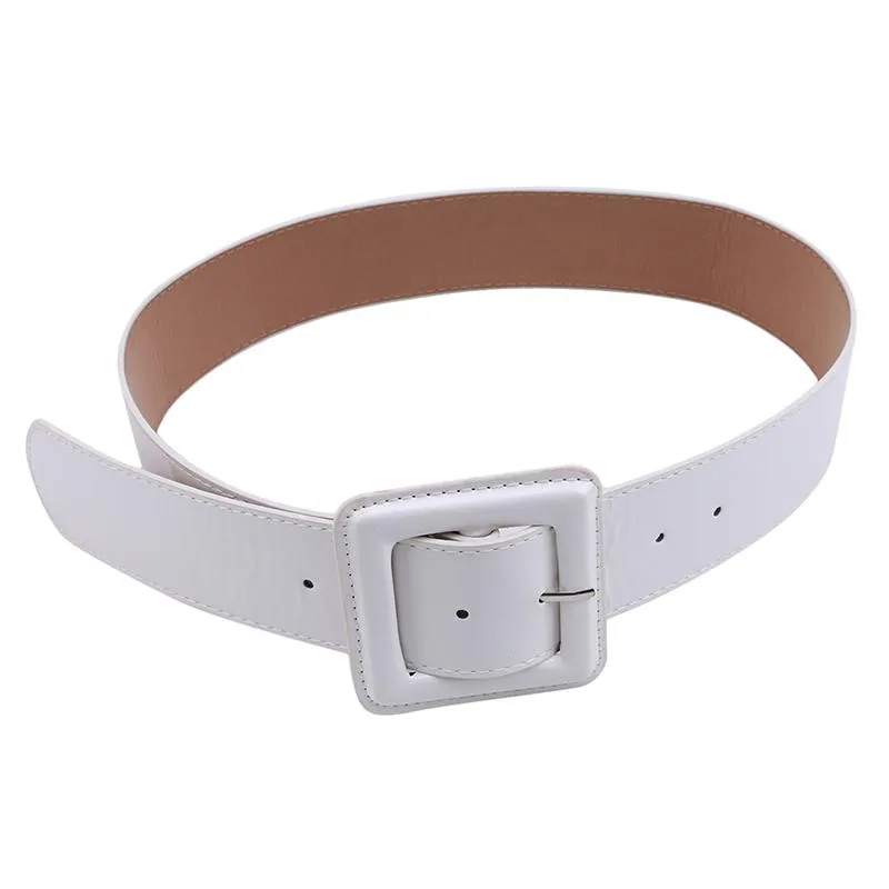 Women Fashion Leather Belts Pin Buckle Luxury Punk Wide Belt Waistband