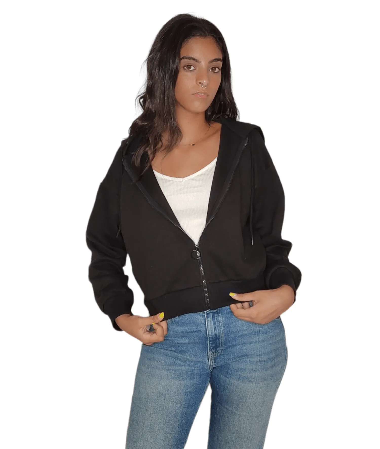 Women Melton Sweater - Black