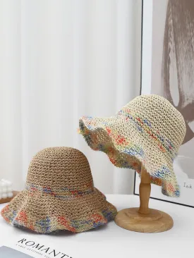 Women Summer Artsy Colorful Straw Weave Sunproof Hat