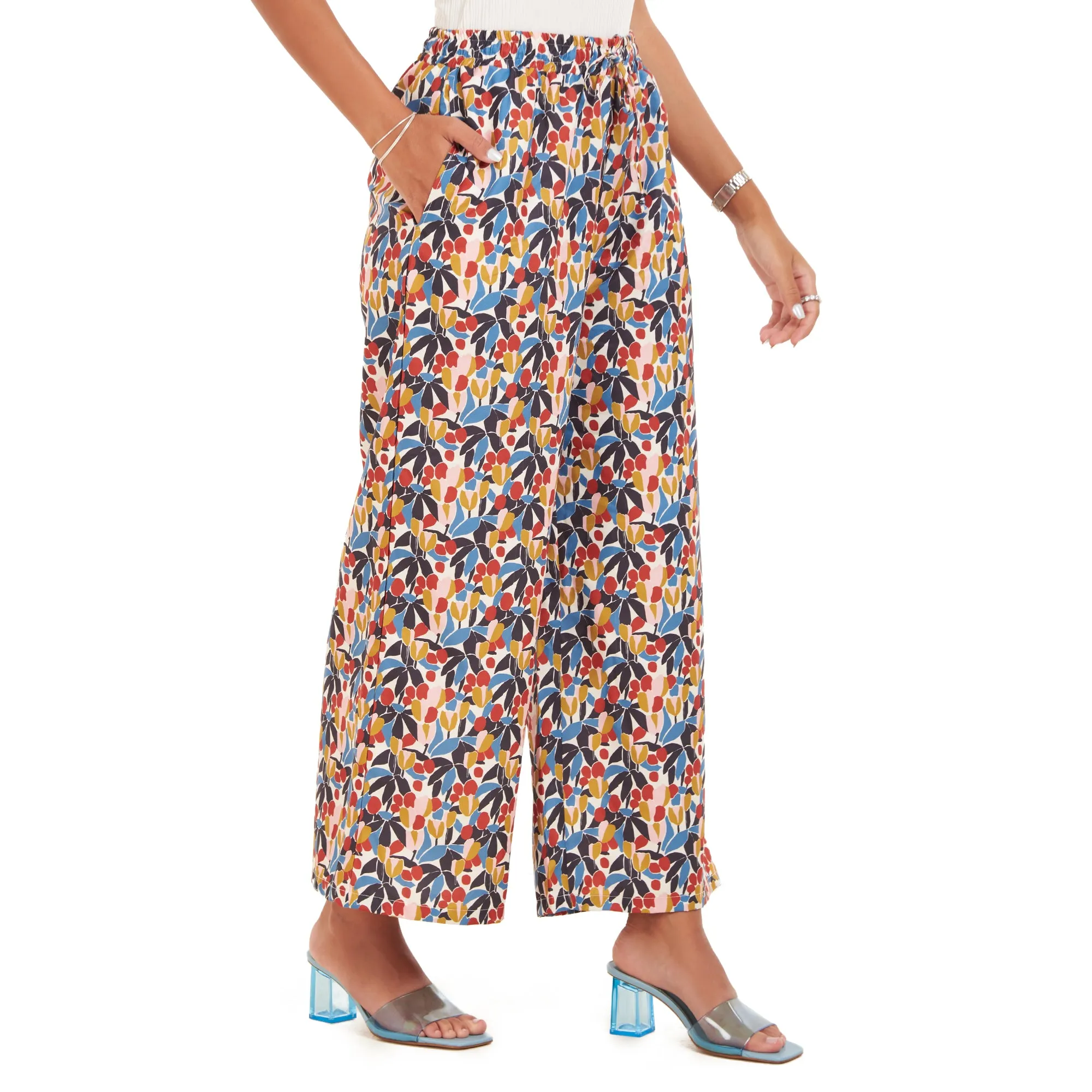 Women summer wide leg pants Blossoms