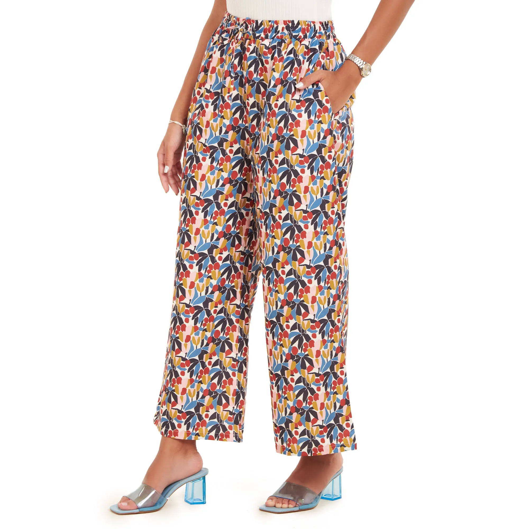 Women summer wide leg pants Blossoms