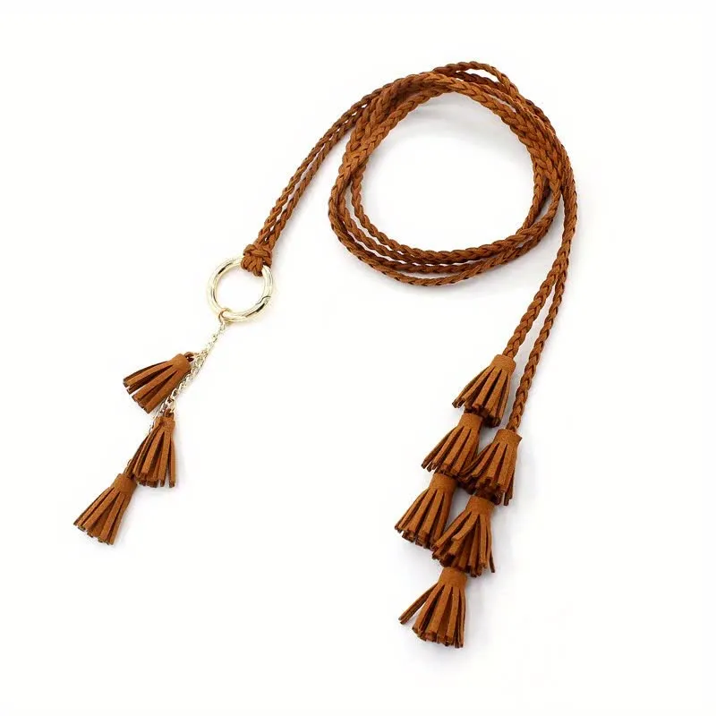 Women's Bohemian Tassels Braided Waist Rope Belt