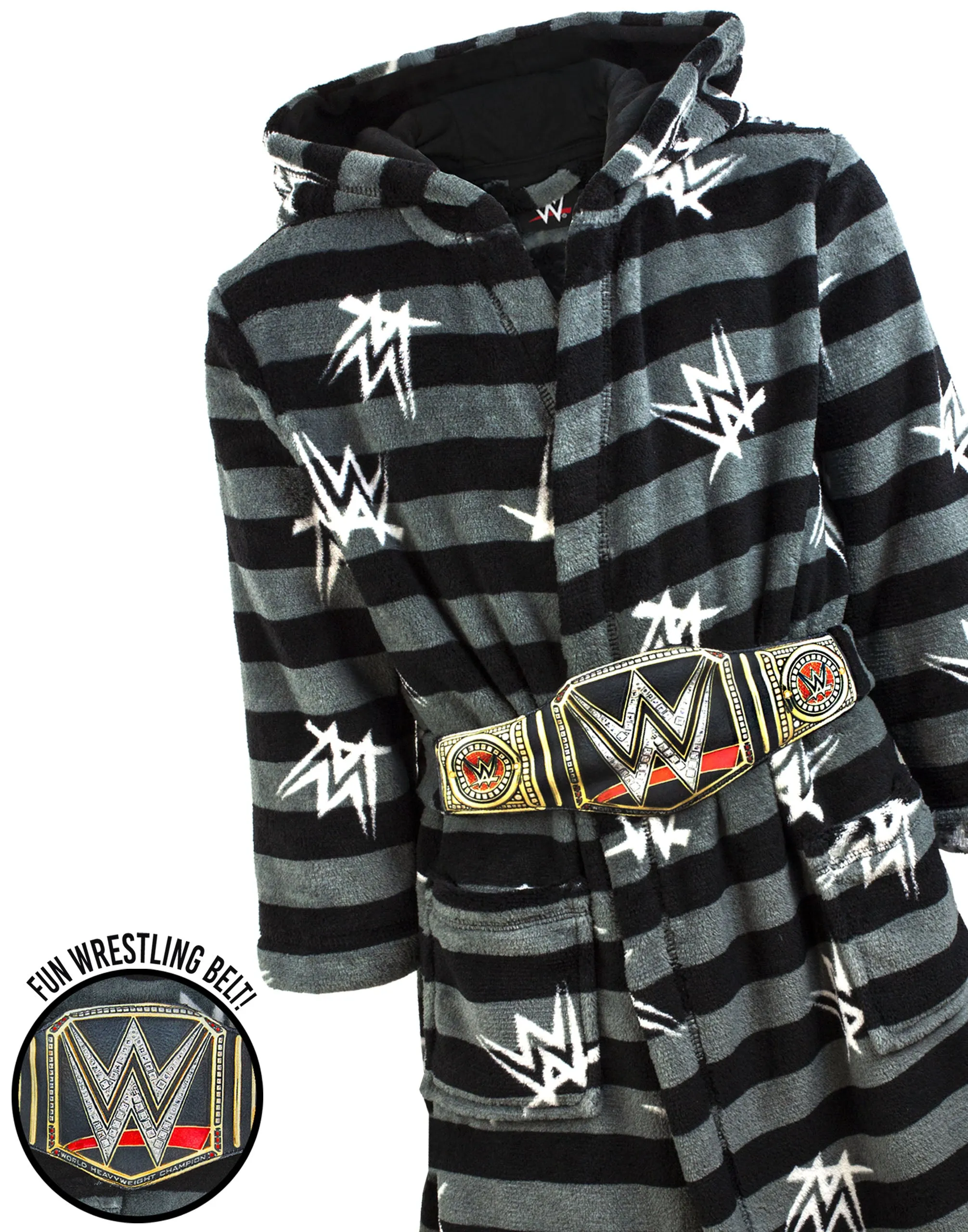 WWE Championship Belt Boys Grey Bathrobe