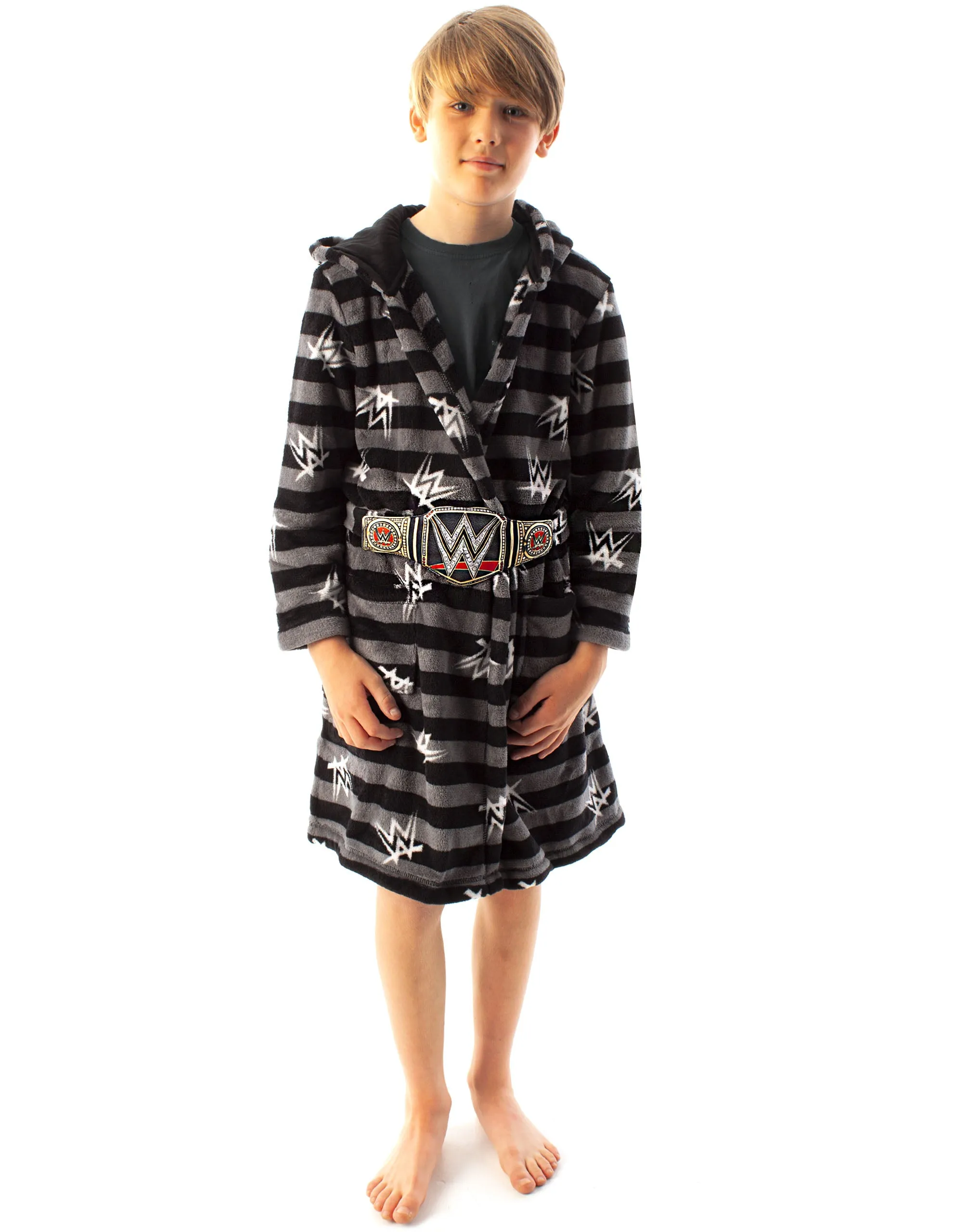 WWE Championship Belt Boys Grey Bathrobe