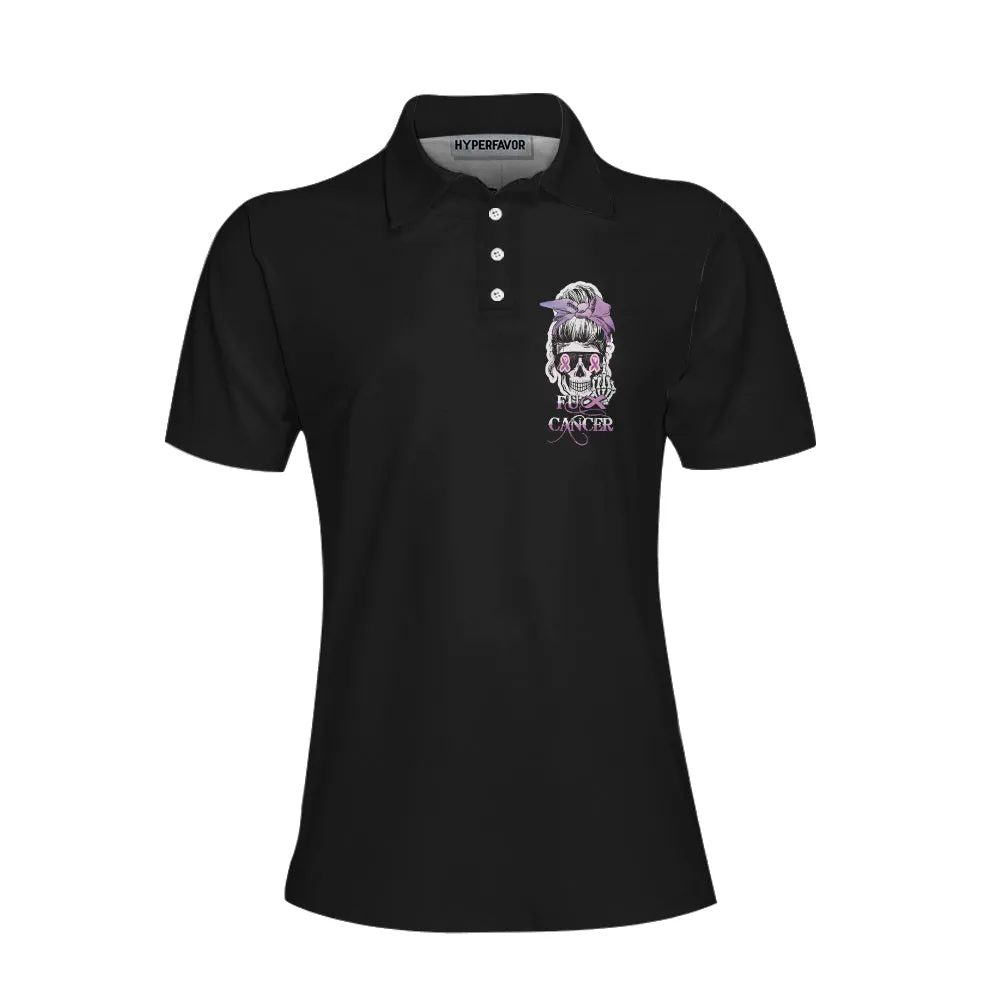 You Mess With The Wrong One, Fck Cancer V2 Short Sleeve Women Polo Shirt Coolspod